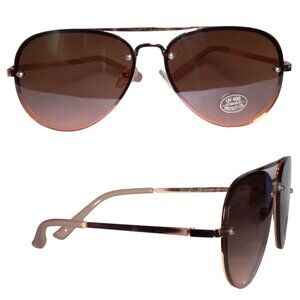 Women's Rimless Rose Gold Aviator Sunglasses compared to True Religion
